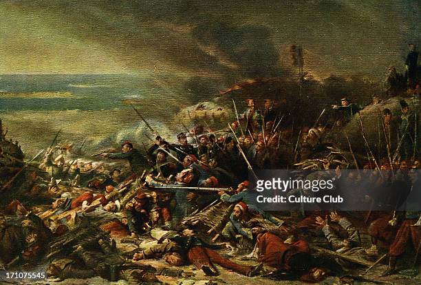 'La Prise de Malakoff' - after a painting by Adolphe Yvon. French painter: 1817 The Battle of Malakoff between France & Russia on 7 September 1855....