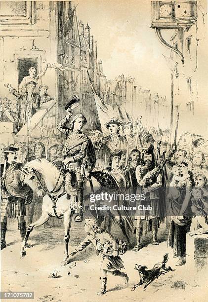 Prince Charles Edward entering Edinburgh after the battle of Prestonpans , the first significant conflict in the second Jacobite Rising. Prince...