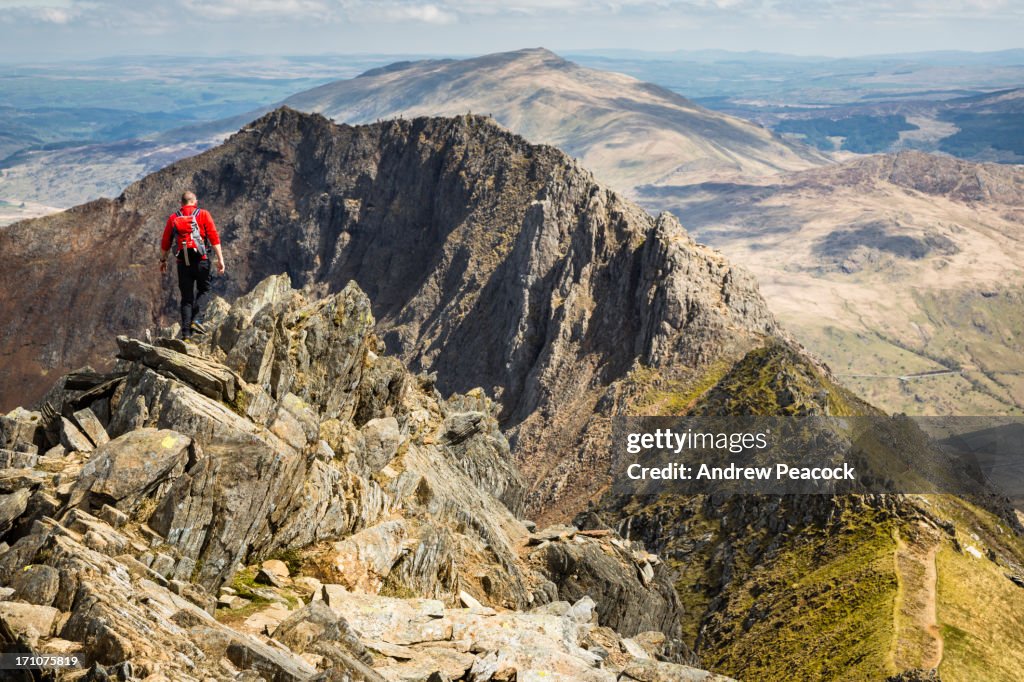 Hiking the Crib Goch trail on Mount Snowdon