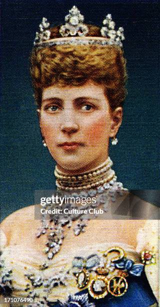 Queen Alexandra of Denmark portrait . Alexandra of Denmark married the Prince of Wales in 1863. From Player's cigarette cards, based on a photograph...