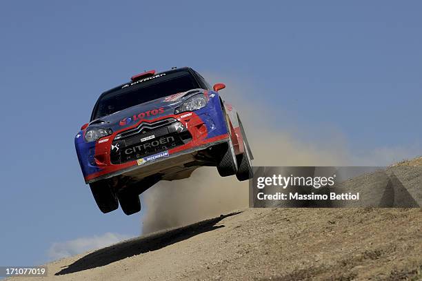 Robert Kubica of Poland and Maciek Baran of Poland compete in their Citroen DS3 RRC during Day One of the WRC Italy on June 21, 2013 in Olbia, Italy.