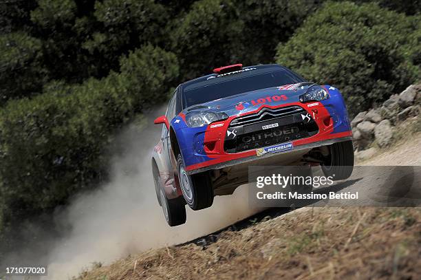Robert Kubica of Poland and Maciek Baran of Poland compete in their Citroen DS3 RRC during Day One of the WRC Italy on June 21, 2013 in Olbia, Italy.