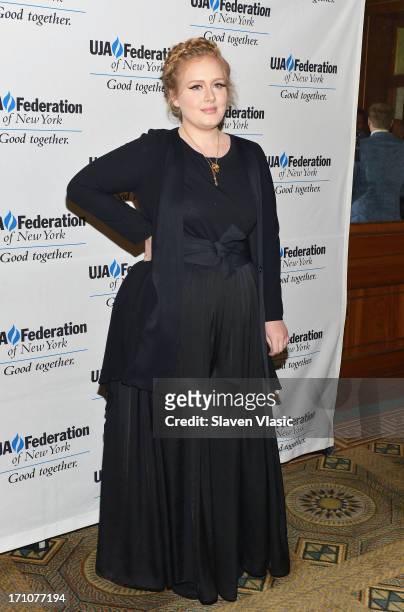 Singer/songwriter Adele attends UJA-Federation Of New York Music Visionary Of The Year Award Luncheon at The Pierre Hotel on June 21, 2013 in New...