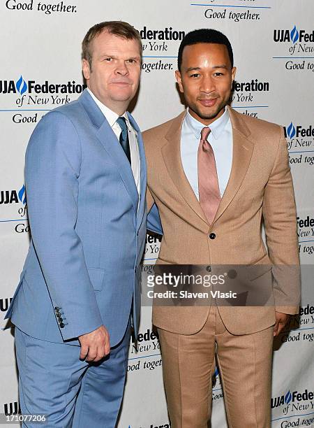 Rob Stringer , Chairman of the Columbia Records and singer/songwriter John Legend attend UJA-Federation Of New York Music Visionary Of The Year Award...