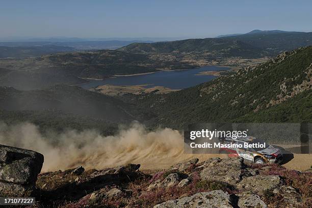 Daniel Sordo of Spain and Carlos Del Barrio of Spain compete in their Citroen Total Abu Dhabi WRT Citroen DS3 WRC during Day One of the WRC Italy on...