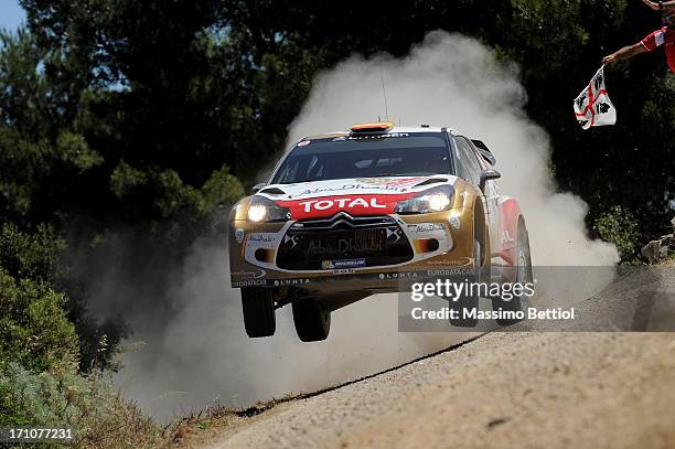 Daniel Sordo of Spain and Carlos Del Barrio of Spain compete in their Citroen Total Abu Dhabi WRT Citroen DS3 WRC during Day One of the WRC Italy on...
