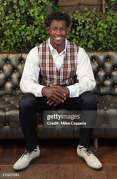 Player Aldon Smith Portrait Session on June 21, 2013 in New York City.