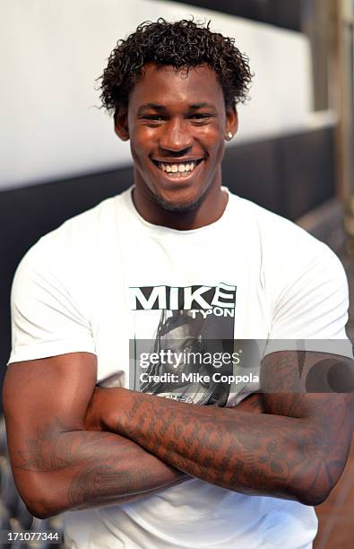 Player Aldon Smith Portrait Session on June 21, 2013 in New York City.