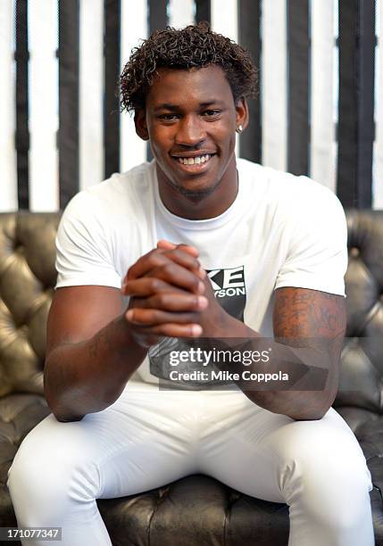 Player Aldon Smith Portrait Session on June 21, 2013 in New York City.