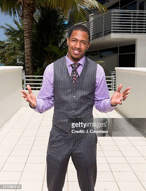 Actor/media personality Nick Cannon poses during the 2013 American Black Film Festival on June 21, 2013 in Miami, Florida.