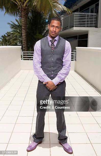 Actor/media personality Nick Cannon poses during the 2013 American Black Film Festival on June 21, 2013 in Miami, Florida.