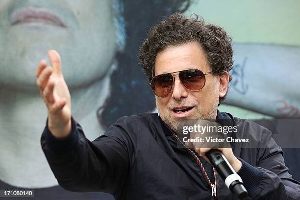 Singer Andres Calamaro speaks during a press conference at Auditorio Nacional on June 21, 2013 in Mexico City, Mexico.