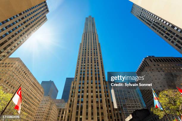 new york city - rockefeller building - rockefeller centre stockfoto's en -beelden