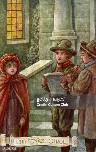 Charles Dickens' 'A Christmas Carol'. Children sing and play music in the snow. CD English novelist: 7 February 1812  9 June 1870.