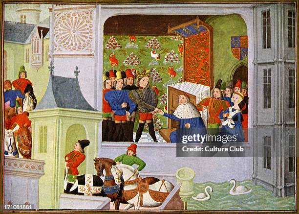 The Interview of Richard II and the Duke of Gloucester in Pleshy Castle with Charles VI. From Froissart's Chronicles by Jean Froissart, chronicler of...