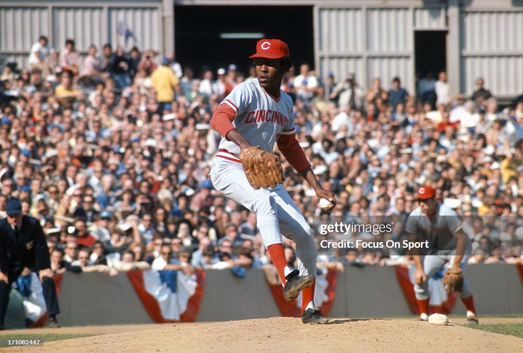 Tom Hall Reds Tom Hall of the Cincinnati Reds pitches against the New York Mets ...