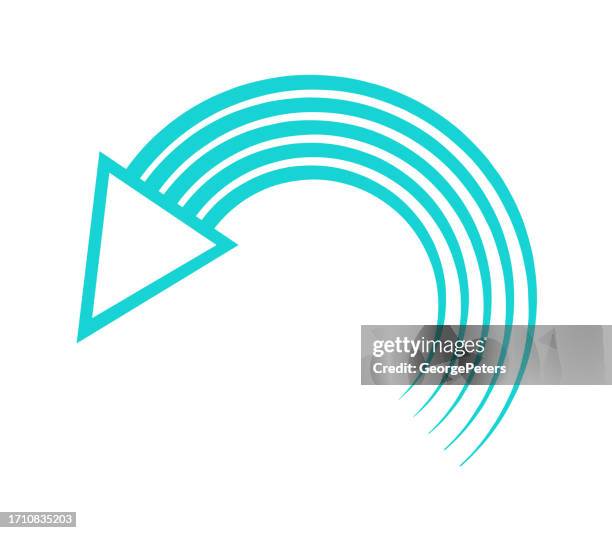 arrow symbol with curved stripes - rewind stock illustrations