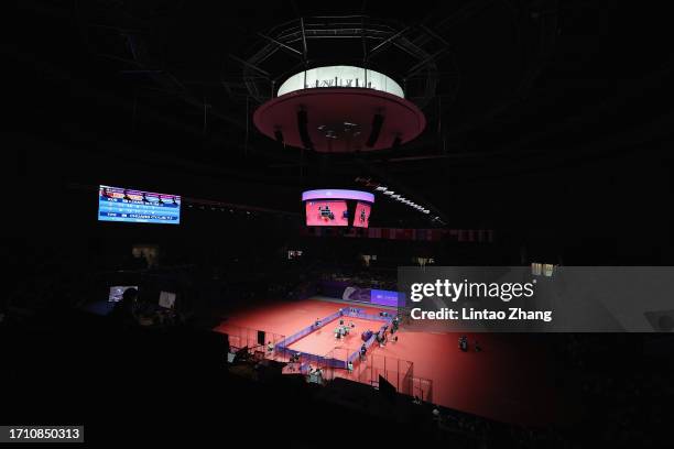 General View during the Tennis - men's doubles semi-final table tennis match between Chuang Chih-yuan and Lin Yun-ju of Chinese Taibei and Jang...