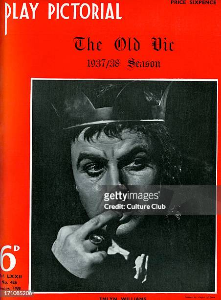 Emlyn Williams playing the title role in William Shakespeare's 'Richard III', Tyrone Guthrie's production at the Old Vic, 1937/8. Cover of 'Play...