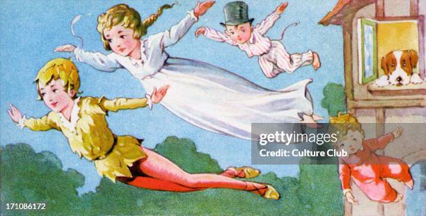 'Peter Pan and Wendy' 'Peter Pan and Wendy' by James Matthew Barrie. A flying lesson with Peter Pan. JMB: Scottish novelist and dramatist, 9 May 1860...