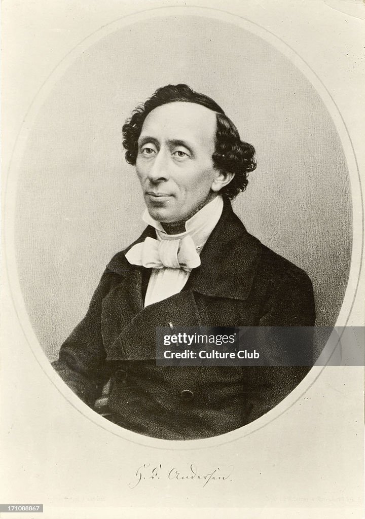 Hans Christian Andersen portrait. Danish Writer of children's stories.