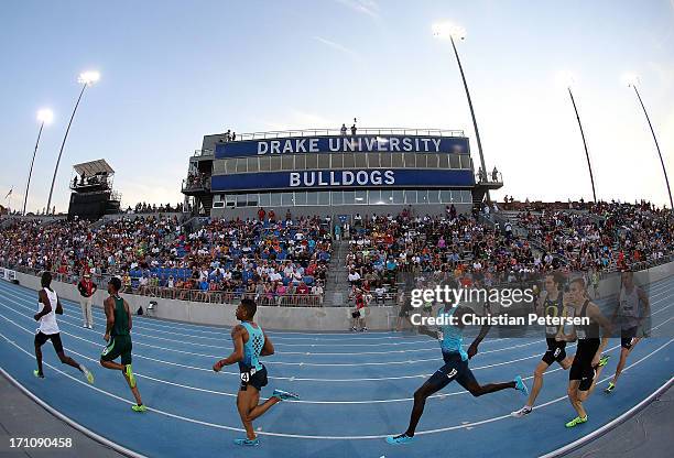 Charles Jock competes in the semi final Men's 800 Meter Run on day two of the 2013 USA Outdoor Track & Field Championships at Drake Stadium on June...