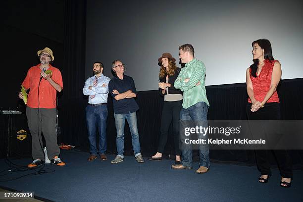 Dan Mirvish, Michael David Lynch, Hans Ritter, Tracey Moultron, Barry Hennessy, Judy Kim answer audience questions at the Los Angeles premiere of...