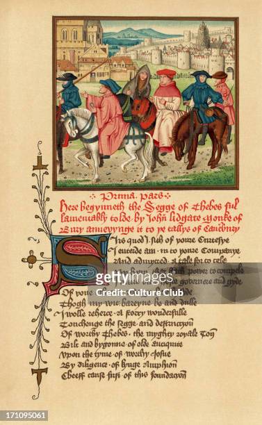 Canterbury pilgrims portrait - illuminated manuscript Geoffrey Chaucer