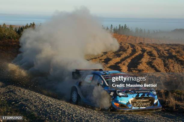 Gregoire Munster of Luxembourg and Louis Louka of Belgium are competing with their M-Sport Ford WRT Ford Puma Rally1 Hybrid during Day Three of the...
