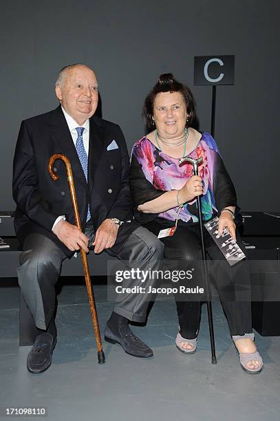 Angelo Zegna and Suzy Menkes attend Ermenegildo Zegna show during Milan Menswear Fashion Week Spring Summer 2014 on June 22, 2013 in Milan, Italy.