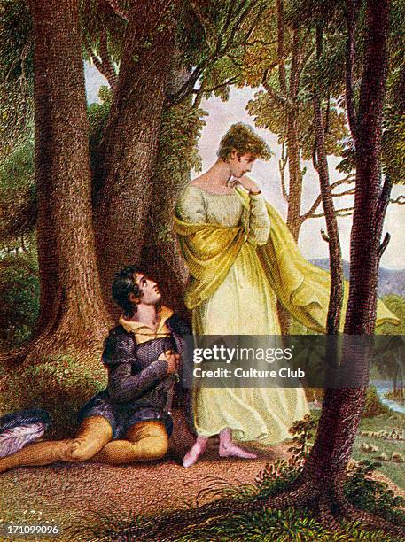 Lord Byron - an illustration for his poem, 'The Dream' - English poet - 22 January 1788 - 19 April 1824 - caption begins: 'These two, a maiden and a...