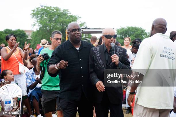 American gospel group the Blind Boys of Alabama perform from the crowd during the Chicago Gospel Music Festival at Ellis Park, Chicago, Illinois,...