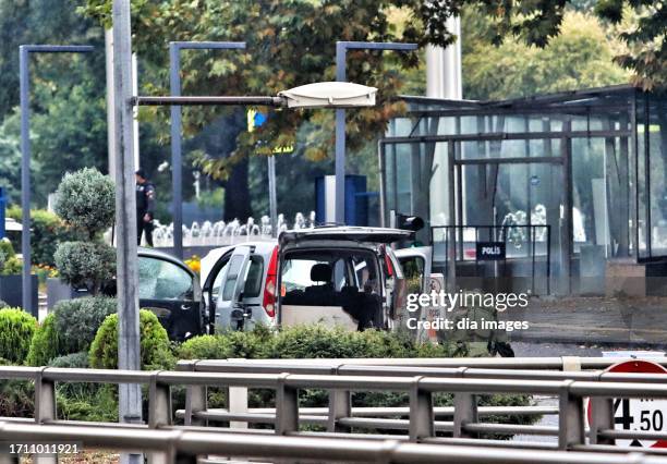 The aftermath of an attempted bomb attack on the Interior Ministry in Ankara on October 1, 2023 in Ankara, Turkey. One of the terrorists blew himself...