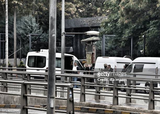 The aftermath of an attempted bomb attack on the Interior Ministry in Ankara on October 1, 2023 in Ankara, Turkey. One of the terrorists blew himself...