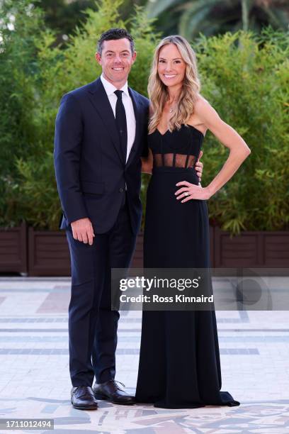 Rory McIlroy of Team Europe and wife Erica attend the Gala Dinner prior to the 2023 Ryder Cup at Marco Simone Golf Club on September 27, 2023 in...