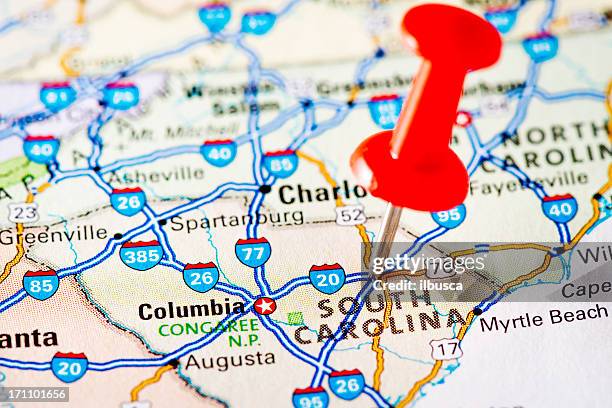 usa states on map: south carolina - south carolina stock pictures, royalty-free photos & images