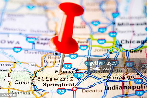 usa states on map: illinois - illinois stockfoto's en -beelden