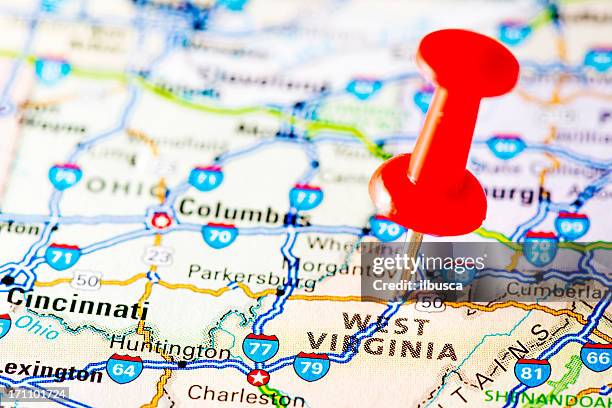 de estados unidos en el mapa: west virginia - virginia estado de los eeuu fotografías e imágenes de stock