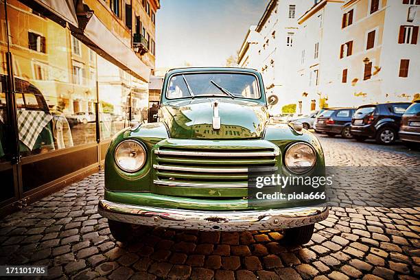 fiat 500 c topolina vintage classic car - fiat mini car stock pictures, royalty-free photos & images