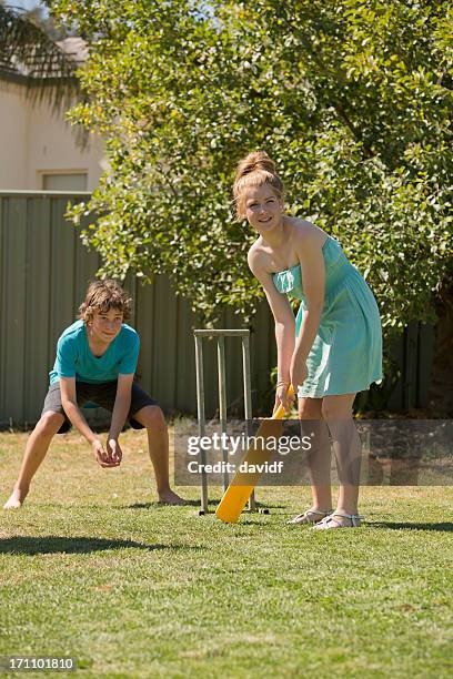 backyard cricket - backyard cricket stock pictures, royalty-free photos & images