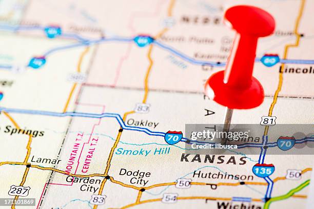 usa states on map: kansas - kansas map stock pictures, royalty-free photos & images