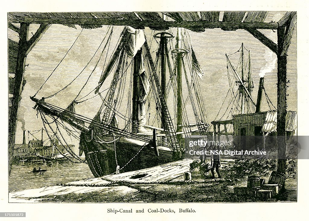 Ship Canal and Coal Docks, New York | Historic Illustrations