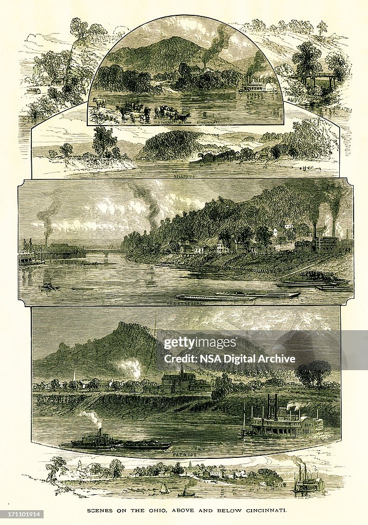 Scenes on the Ohio River, USA