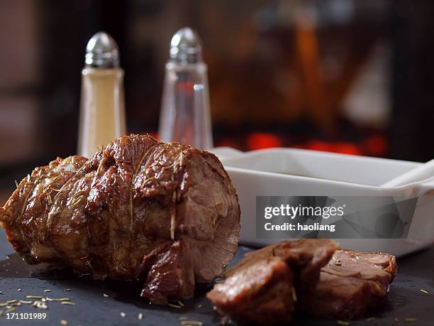 roasted lamb shoulder - roast lamb stock pictures, royalty-free photos & images