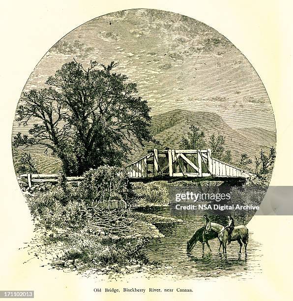 old bridge over the blackberry river, near canaan, connecticut, - british food stock illustrations