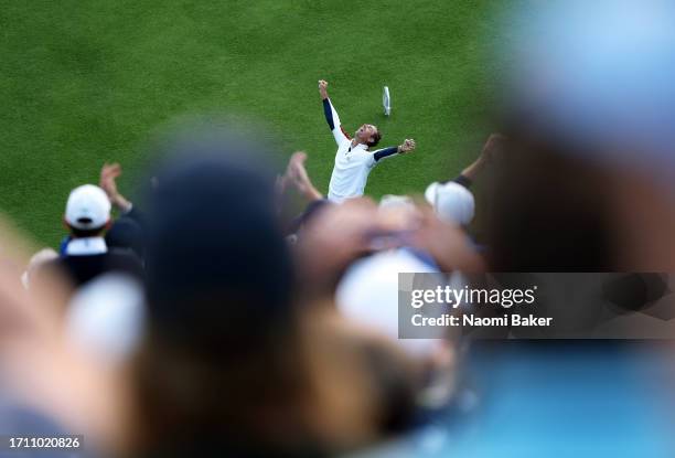 Nicolas Colsaerts of Team Europe during the Saturday morning foursomes matches of the 2023 Ryder Cup at Marco Simone Golf Club on September 30, 2023...