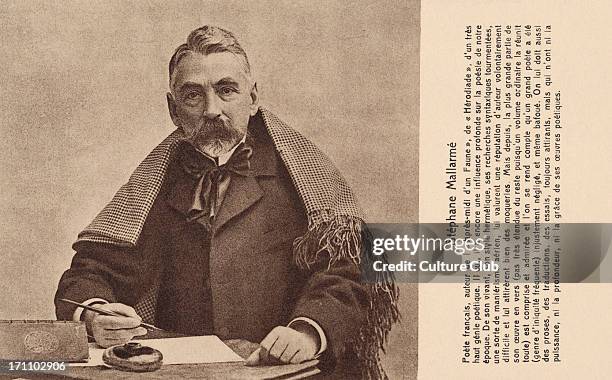 Stéphane Mallarmé at his writing desk - French poet. SM: 18 March 1842  9 September 1898