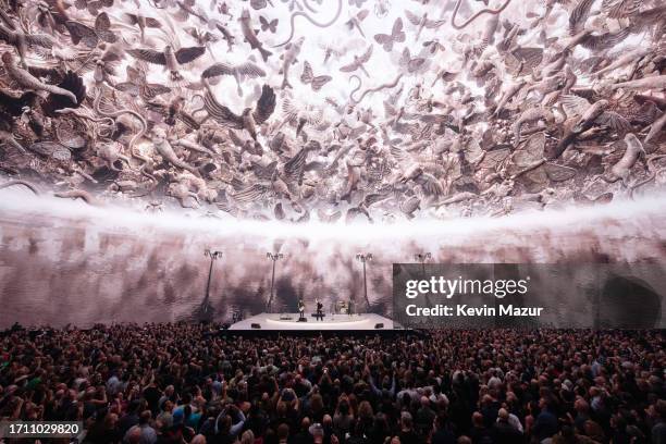 Bono, The Edge, Adam Clayton and Bram van den Berg of U2 perform during U2:UV Achtung Baby Live at Sphere on September 30, 2023 in Las Vegas, Nevada.