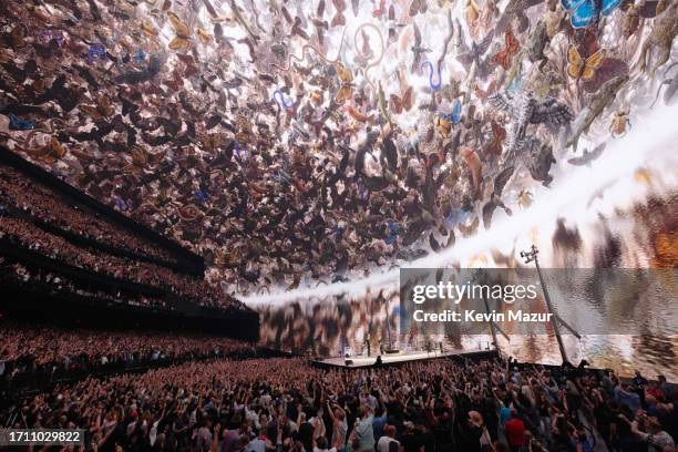 Bono, The Edge, Adam Clayton and Bram van den Berg of U2 perform during U2:UV Achtung Baby Live at Sphere on September 30, 2023 in Las Vegas, Nevada.