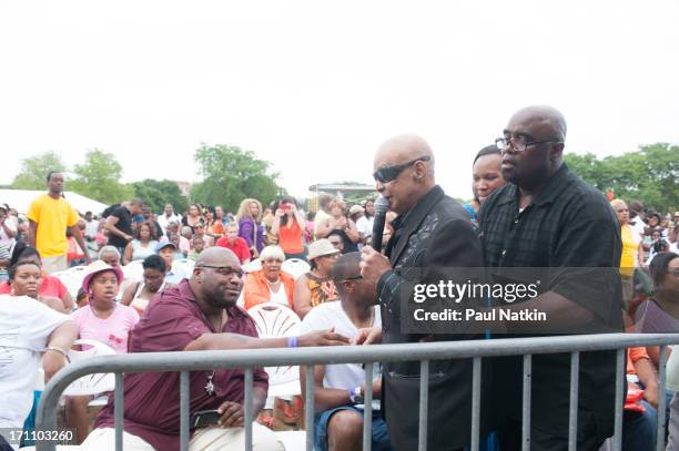 American gospel group the Blind Boys of Alabama perform from the crowd during the Chicago Gospel Music Festival at Ellis Park, Chicago, Illinois,...